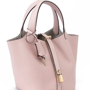 Chic Blush Leather Tote Bag